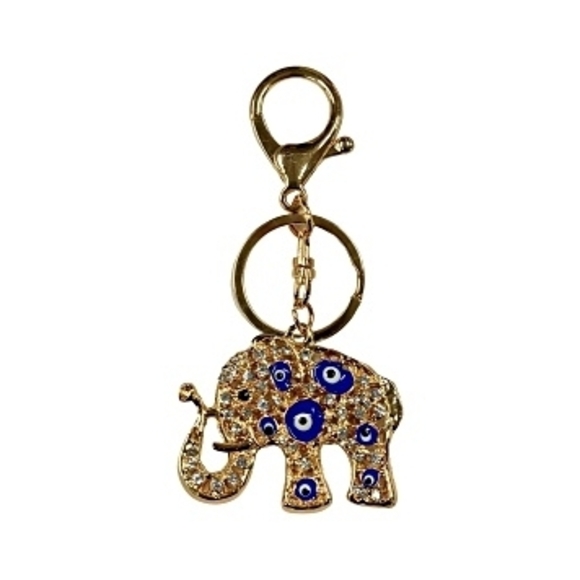 DelBec Accessories - Gold and Blue Elephant Key Holder